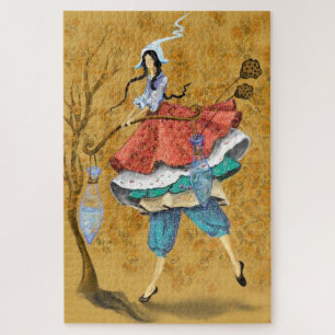 Autumn Girl Fantasy Jigzaag Puzzle Painting Legpuzzel