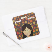 Autumn Girl Vierkante Sticker (Envelop)