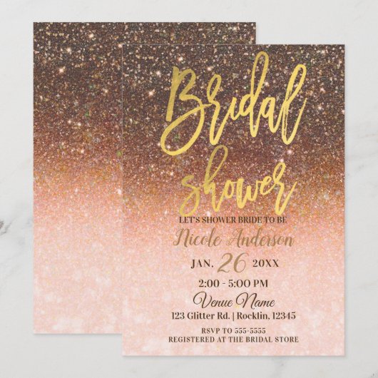 Autumn Glitter Sparkle Gold Foil Vrijgezellenfeest Kaart (Voorkant / Achterkant)