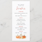 Autumn Glittery Pumpkins Florals Wedding Menu (Voorkant)
