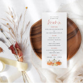 Autumn Glittery Pumpkins Florals Wedding Menu