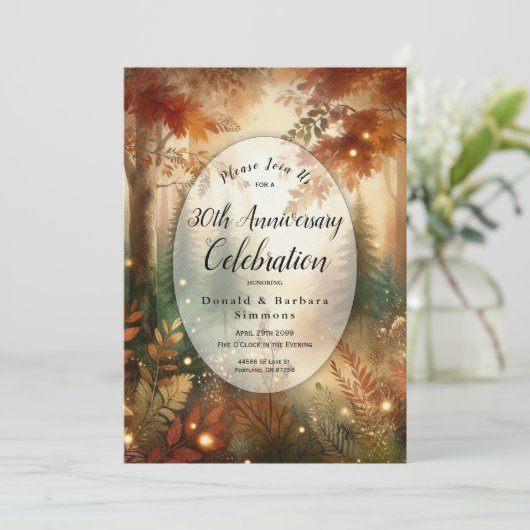 Autumn Glow Enchanted Forest Milestone Jubileum Kaart (Staand voorkant)
