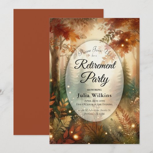 Autumn Glow Enchanted Forest Retirement Party  Kaart (Voorkant / Achterkant)
