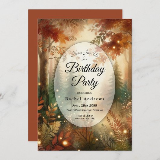 Autumn Glow in the Enchanted Forest Birthday Kaart (Voorkant / Achterkant)