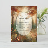 Autumn Glow in the Enchanted Forest Wedding Kaart (Staand voorkant)