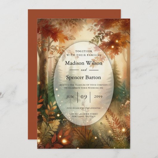 Autumn Glow in the Enchanted Forest Wedding Kaart (Voorkant / Achterkant)