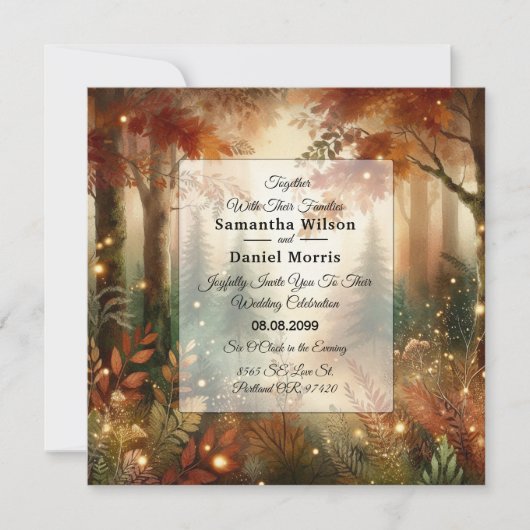 Autumn Glow in the Enchanted Forest Wedding Kaart (Voorkant)