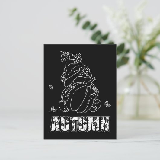 Autumn Gnome Black Background Colour Activity Briefkaart (Staand voorkant)