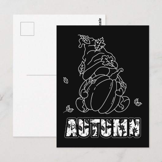Autumn Gnome Black Background Colour Activity Briefkaart (Voorkant / Achterkant)