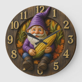 Autumn Gnome Clock with Corn and Leaves Grote Klok
