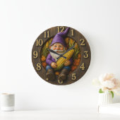 Autumn Gnome Clock with Corn and Leaves Grote Klok (Huis)