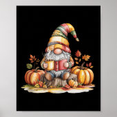 Autumn Gnome Reading Book With Pumpkins Fall Tank  Poster (Voorkant)