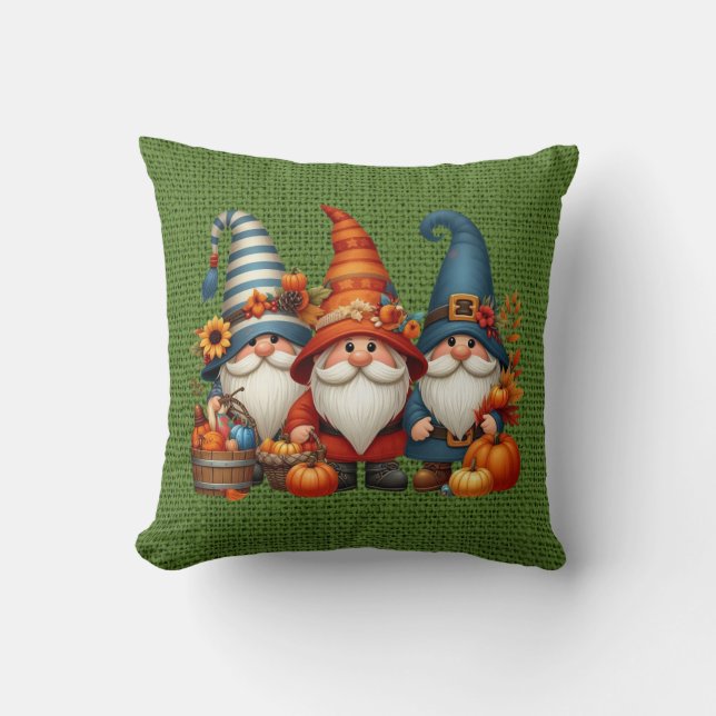 Autumn Gnomes Sierkussen (Voorkant)