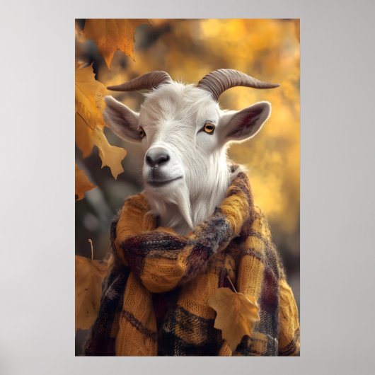 Autumn Goat Art Print, Rustic Fall Poster (Voorkant)