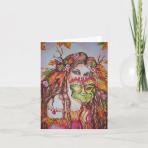 Autumn Goddess Harvest Moon Masquerade Notecard Kaart
