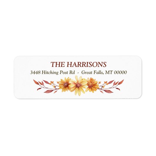 Autumn Gold Daisy Bouquet Return Address Etiket (Voorkant)