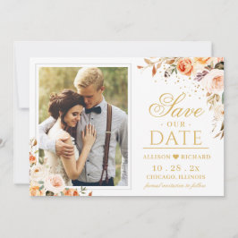 Autumn Gold Floral Bohemian Chic Photo Weduwen Save The Date