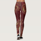 Autumn Gold Leafy Swirls Fractal Landscape Leggings (Achterkant)
