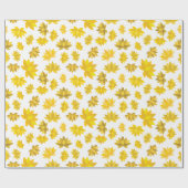 Autumn Golden Flowers Design Herfst Wit Naadloos Cadeaupapier (Vlak)