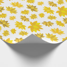 Autumn Golden Flowers Design Herfst Wit Naadloos Cadeaupapier