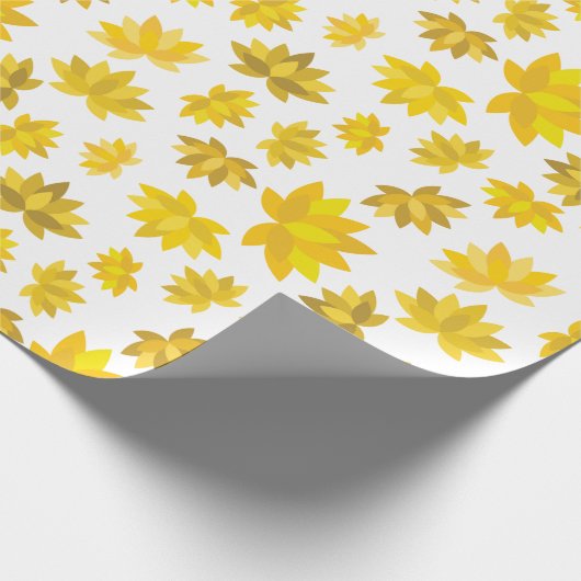 Autumn Golden Flowers Design Herfst Wit Naadloos Cadeaupapier (Hoek)