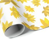 Autumn Golden Flowers Design Herfst Wit Naadloos Cadeaupapier (Rol Hoek)