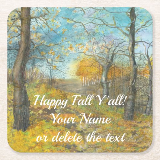 Autumn golden in een waterverf voor het schilderen kartonnen onderzetters (Voorkant)