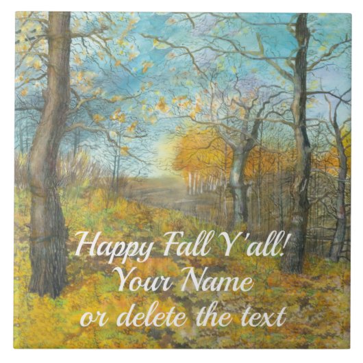 Autumn golden in een waterverf voor het schilderen tegeltje (Voorkant)