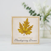 Autumn Golden Leaf Thanksgiving Dinner Invitation Kaart (Staand voorkant)