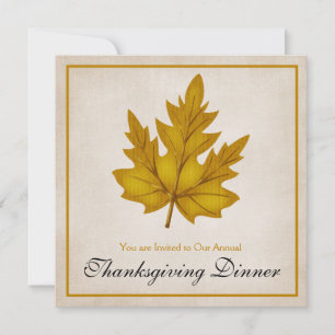 Autumn Golden Leaf Thanksgiving Dinner Invitation Kaart