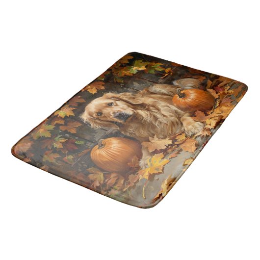 Autumn Golden Retriever Herfst pompoenen Badmat (Gekanteld)