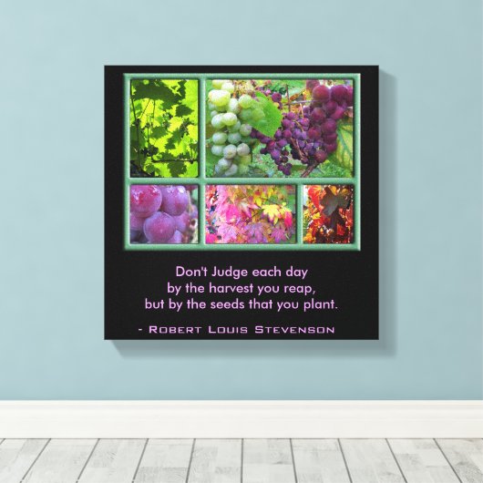 Autumn Grape Collage met Harvest Quote Canvas Afdruk (Insitu (Houten vloer))