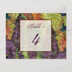 Autumn Grape Leaf Table Number Card Briefkaart