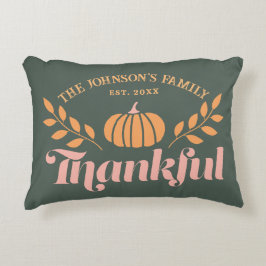 Autumn Green Pink Orange Thankful Family Accent Kussen
