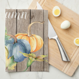 Autumn Green Sinaasappel Pumpkin Waterverf Lt Wood Theedoek