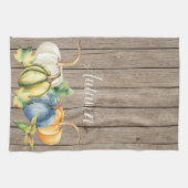 Autumn Green Sinaasappel Pumpkin Waterverf Lt Wood Theedoek (Horizontaal)