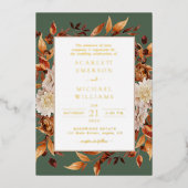 Autumn Green Wedding Folie Uitnodiging (Voorkant)