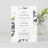 Autumn Greenery Bold Names Wedding Kaart (Staand voorkant)