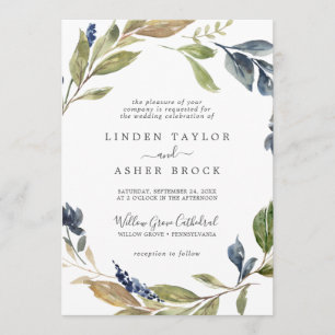Autumn Greenery Formal Wedding Kaart