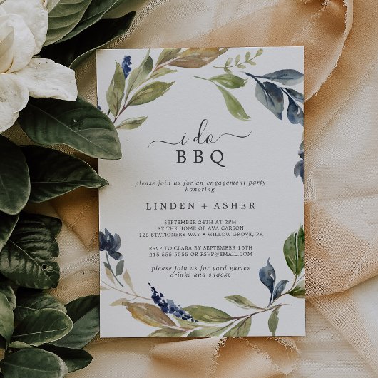 Autumn Greenery I Do BBQ Engagement Party Kaart