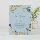 Autumn Greenery | Leisteen Baby shower Kaart (Staand voorkant)