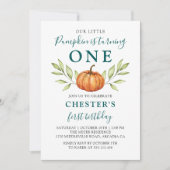 Autumn Greenery Little Pumpkin First Birthday Kaart (Voorkant)