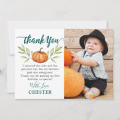 Autumn Greenery Little Pumpkin Herfst Birthday Fot Bedankkaart (Voorkant)