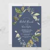 Autumn Greenery | Navy Bridal Brunch Kaart (Voorkant)
