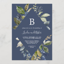 Autumn Greenery | Navy Diamond Monogram Weddenscha