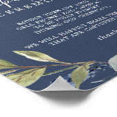 Autumn Greenery | Navy Unplugged Ceremony Sign Poster (Hoek)