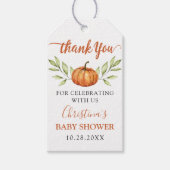 Autumn Greenery Pumpkin Baby shower Dank u wel Cadeaulabel (Voorkant)
