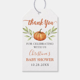 Autumn Greenery Pumpkin Baby shower Dank u wel Cadeaulabel