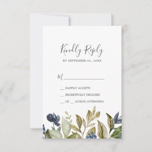 Autumn Greenery Simple RSVP-kaart RSVP Kaartje (Voorkant)