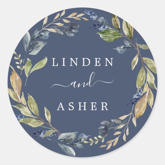 Autumn Greenery | Zeeslagzegel voor marineverbindi Ronde Sticker (Voorkant)